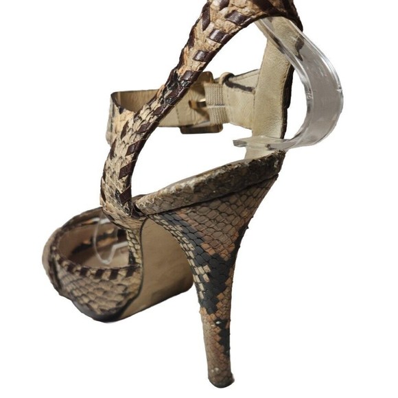 MICHAEL KORS Snakeskin Leather Womens Platform Strappy Heels Jet Set 6 Size 7.5 - Picture 3 of 9